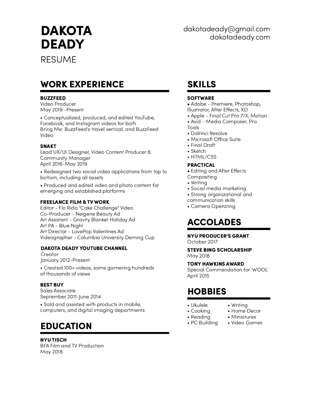 dakota's resume
